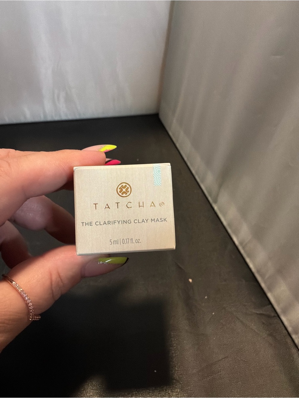 Tatcha Mini Clay Mask Cream Box with Gold Lettering